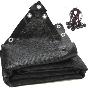 90% Black 6ft x 14ft High Density Fabric Shade Sun Shade Cloth Shade Mesh Canopy Taped Edge with Grommets for Garden Patio, 12pcs Bungee Balls Ropes Included