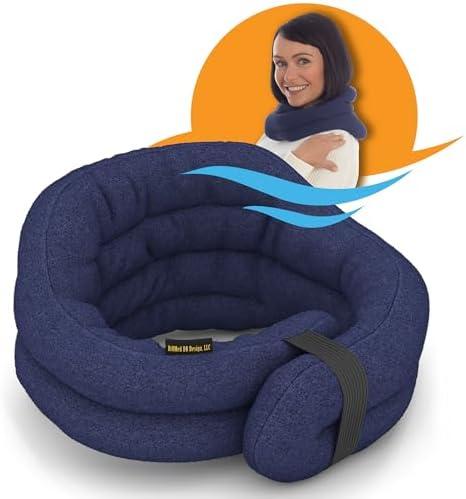 SunnyBay Microwave Heating Pad, Microwavable Heated Neck and Shoulder Wrap, Hands-Free Weighted Moist Hot or Cool Pack, Soft Fleece Cover and Flaxseed Filling, 26 Inch Length, Made in USA, Navy