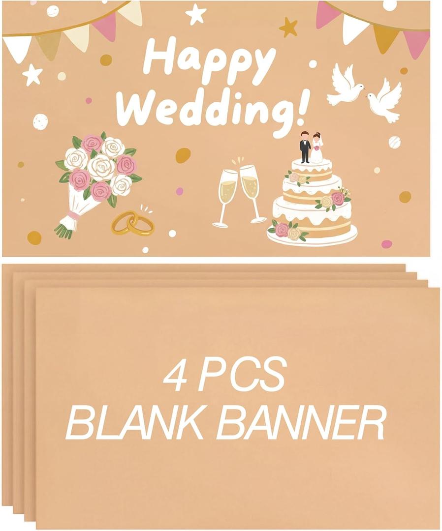 Tatuo 4 Pcs 30" X 60" Large Blank Brown Paper Banners for Poster Crafts