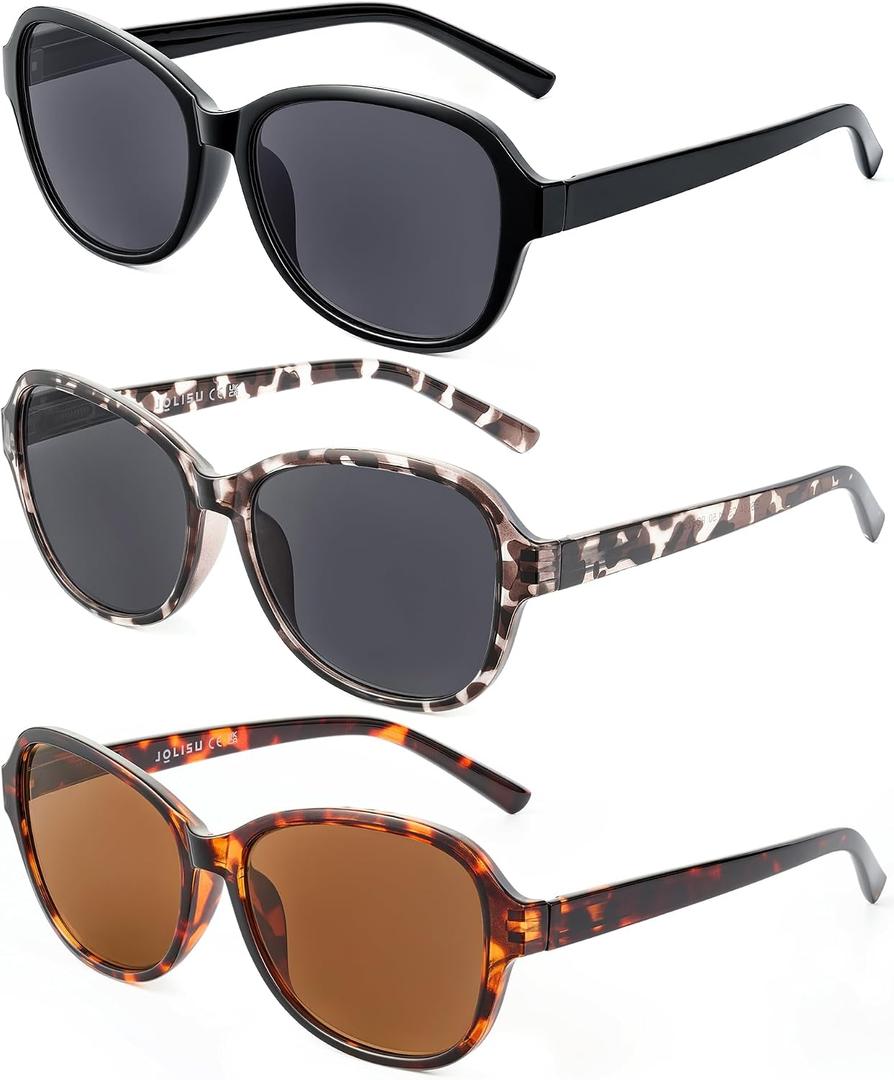 JOLISU 3 Pack Reading Sunglasses for Women, Sun Readers Glasses Spring Hinge Outdoor Sunglasses With UV400 Protection Mix a, 2.75 x