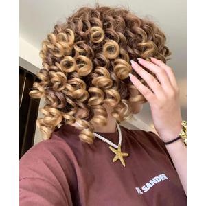 GKtineke Short Curly Wig with BangsFull Loose Curly Wigs for Black Women Big Curly Wig Soft Fluffy Natural Synthetic Hair for Daily and Party (Ombre Blonde)