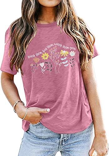 Women Teacher Shirt Teacher Life Shirts Teaching T-Shirt Teacher Appreciation Shirt Wildflower Tops M