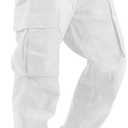 HUNGSON Mens Cargo Pants Drawstring Casual Hiking Pants Joggers Athletic Trousers Cotton Loose Straight Sweatpants for Men (30, White)