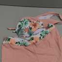 Zando Women's Two Piece Halter Swimsuit Athletic Push Up Bikini Set Swimwear with Boyshorts Sporty V Neck Bathing Suit (10-12, Pink Flower) L