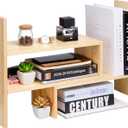 VERGOODR Desktop Organizer Office Storage Rack Adjustable Natural Wood Display Book Shelf Stand Rack Wood Caddy Desk Organizer Set Office Storage Expandable Tabletop