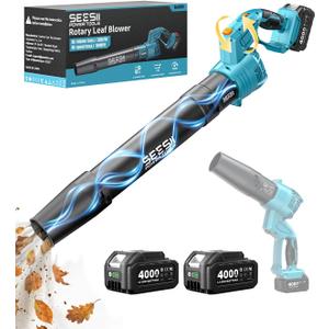 SeeSii Leaf Blower Cordless,Electric Leaf Blower with 2*4.0Ah Batteries and Charger,5 Speed Mode 180° Rotated Outdoor Blower for Lawn Care and Leaves Cleaning,Lightweight for Yard,Patio,Garden,Grass