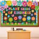 Capoda 3D Spring Flower Bulletin Board Decorations - Plant Seeds of Kindness Colorful Floral Butterfly Cutouts Classroom Spring Door Decorations for Classroom Wall School Office Party Supplies
