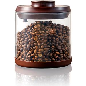 Airtight Coffee Canister, 13 oz Borosilicate Glass Coffee Bean Storage Container with Pop Lid, CO2 Releasing Valve for Grounds Coffee, Beans, Sugar, 0.81lb