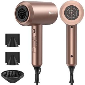 Slopehill Professional Ionic Hair Dryer, Powerful 1800W Fast Drying Low Noise Blow Dryer with 2 Concentrator Nozzle 1 Diffuser Attachments For Home Salon Travel (Mocha Mousse)