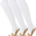 FuelMeFoot 3 Pack Copper Compression Socks - Compression Socks Women & Men Circulation - Best for Medical,Running,Athletic (Large-X-Large, 01 White)