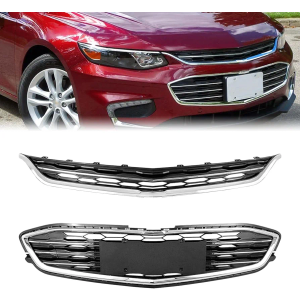 Front Bumper Upper and Lower Honeycomb Mesh Grille For Chevy Malibu L/LS/LT Upper Lower Grill 2016 2017 2018 (Malibu)