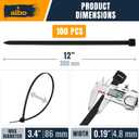 3 x ALBO Black Zip Ties 12 Inch Long Zip Ties Plastic Cable Ties Thick 0.19 Inch 100 Pack Tie Wraps Heavy Duty 50lb UV Resistant Nylon Wire Ties for Indoor and Outdoor