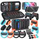 32-in-1 Accessories Bundle for Nintendo Switch 2,Family Games Kit: Carrying Case,Charging Dock for Joycon Switch 2 Controller,Tempered film,Steering Wheels,Grips,Protective Cover