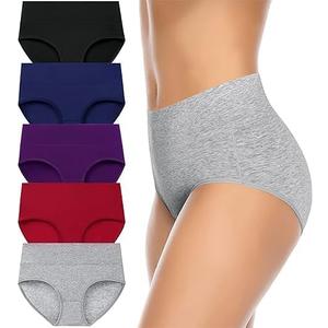 Annenmy Womens Cotton Underwear High Waisted Full Briefs Soft Stretch Breathable Ladies Panties (3X-Large, Dark, 5-pack)