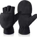 Winter Convertible Gloves Flip Top Mittens Warm Polar Fleece for Winter Running Texting Photographing for Men Women, S
