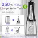 2026 New 350ML Water Dental Flosser Teeth Pick with Bag, 5 Modes Portable Cordless Oral Irrigator Cleaner, Electric Rechargeable IPX7 Waterproof for Home Travel Teeth Cleaning Flossing (Black)