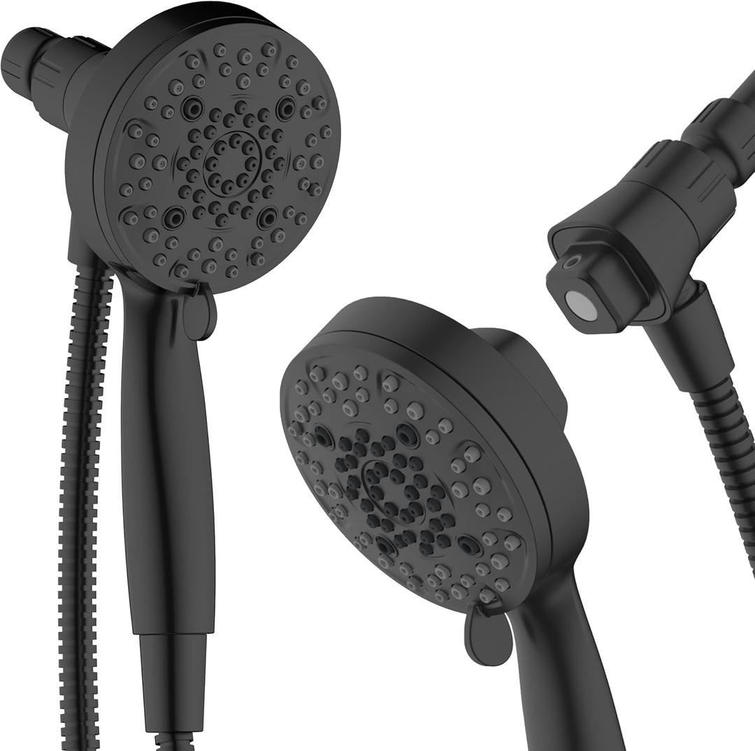 Magnetic Shower Head with Handheld, High Pressure - 6 Spray Modes Handheld Shower Head, Eco-Friendly Magnetic Docking System, 70" Stainless Steel Hose, Tool Free Installation, Matte Black