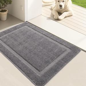 Oiilores Door Mat Indoor Entrance, Dirt Trapper Entryway Rug with Non-Slip Rubber Backing, Washable Inside Front Entry Rugs, Super Absorbent Doormat for Home, Dog Mat for Muddy Paws, (20" x 32", Grey)