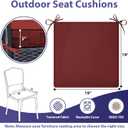 IPYNBAP Outdoor Chair Cushions Set of 4 -Waterproof Outdoor Seat Cushions for Patio Furniture, Patio Chair Cushion with Handle and Ties, Out Door Chair Pads,19x19x3-Square, Burgundy