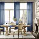 Pitalk Navy Blue Curtains 84 Inch Length for Living Room 2 Panels Set Rod Pocket Window Coastal Beach Dark Blue Sheer Curtains for Bedroom 52x84 Inches Long