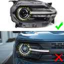 Right Full LED Headlight for Ford Bronco Sport 2021 2022 2023, RH Headlamp Assembly Projector OE Factory Style Replacement for M1PZ13008F Passenger Side