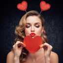 2 x CHUN-YAN Heart Headband - Glitter Valentines Headbands for Women - Valentines Day Accessories Costume Love Decorations Party Favors Outfit