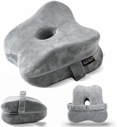 Knee Pillow for Side Sleepers with Soft Velvet Cover, Fixed Strap for Moving, Breathable Center Hole, Removable & Washable Memory Foam Leg Pillow for Hip, Back, Sciatica, Pregnancy & Joint Pain Relief