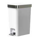 onlcuk Small Bathroom Can with Lid Soft Close, 10 Liter/2.6 Gallon Slim Garbage Can-Metal Step and Press top Lid, Mini Modern Waste Basket for Toilet, Office, Bedroom,Dorm,Grayish-White