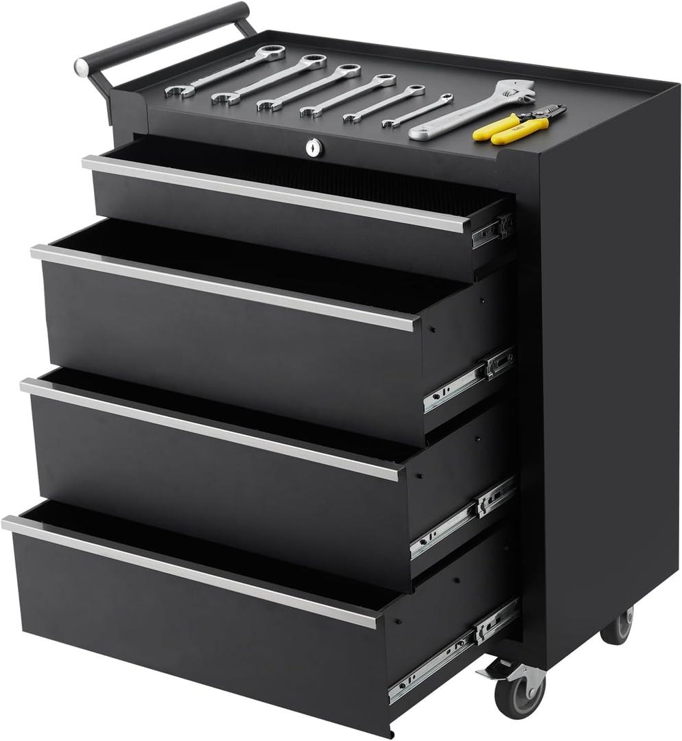 Professional Workstation Version 24" 4-Drawer Rolling Tool Chest - Lockable Storage Cabinet with Wheels for Workshop & Garage Organization, 24in 4 Drawers