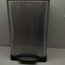 Smudge Resistant Rectangular Trash Can With Soft-Close Foot Pedal, Brushed Stainless Steel, 50L/13.2 Gal, 16.7x14.7x25.9 in, Satin Nickel Finish