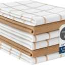 LANE LINEN Cotton Kitchen Towels and Dish Cloths Set, 6-Pack  Absorbent, Quick-Drying Dish Towel, 18" x 28", Soft, Premium Hand and Tea Towels - Beige
