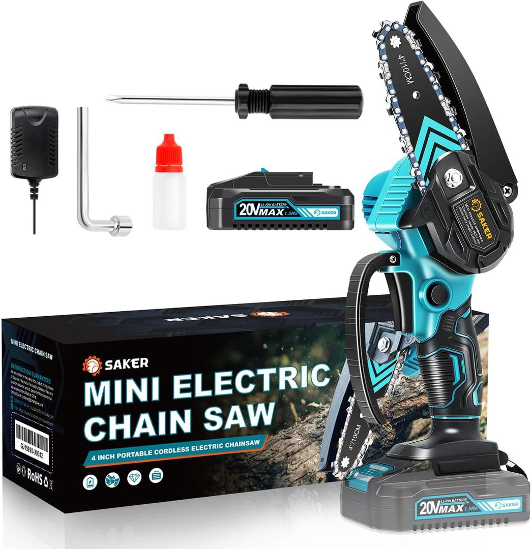 Saker Mini Chainsaw,Portable Electric Chainsaws Cordless,Handheld Chain Saw Pruning Shears Chain Saws for Tree Branches,Courtyard,Household and Garden Father's Day Gift for Men Dad Husband Women