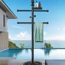 Pool Towel Rack Outdoor(Black)
