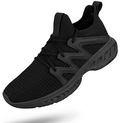Pujcs Men's Walking Shoes Lightweight Slip on Running Shoes Comfortable Non Slip Athletic Gym Tennis Shoes Sneakers for Men Black 9.5