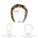 Velvet Headbands for Women Trendy Light Brown Floral Print Wide Top Knotted Headband for Womens Fashion Thick Boho Vintage Hair Accessories for Girls (1 Count (Pack of 1))