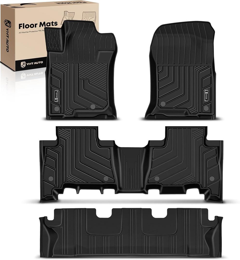 YHTAUTO Floor Mats Fit Lexus GX460 2010-2018, Toyota Land Cruiser Prado J150 2010-2020, TPE All Weather Car Mats Waterproof Anti-Slip Odorless Floor Liner, Front & 2nd Row Liner Set of 4 (7 Seats)