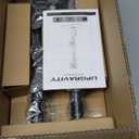 UPGRAVITY Dual Monitor Stand with Built-in Power Outlet, Vertical Stack Freestanding Monitor Mount for 13-32 inch Flat Curved Computer Screen, Metal Base, Height Adjustable, Max VESA 100x100mm