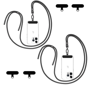 Phone Lanyard 2 Pack - Universal Crossbody Neck Strap with 4 Pads Durable Adjustable Nylon Phone Lanyard for iPhone Samsung and More Black