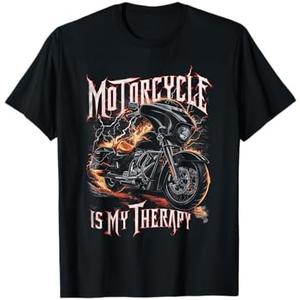 Bikers Street Glide Cool Motorcycle is My Therapy Men Retro T-Shirt Size M