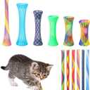 Leitee 60 Pcs Cat Spring Toys Kitten Colorful Fun Tubes Indoor Interactive Cat Tube Plastic Coil for Pet Hunt Scratching(Random Colors)