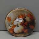 XPH Vintage Halloween Fall Pumpkin Round Wall Art Framed, Retro Country Cabin Ghost Pumpkin Circle Wall Decor, Rustic Autumn Hanging Canvas Prints for Home Bedroom Living Room Decoration, 10x10 Inch (Colour06)