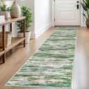 SIILOOM 85x60 Modern Abstract Runner Rug for Hallways, Teal Grey Multi Super Soft Hallway Decor Kitchen Rugs with Non-Slip, Non-Shedding Washable Rug for Entryway Bedroom Bathroom Laundry Indoor