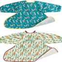 Tidy Tot- 2 Pack Spare Baby Bibs for Bib & Tray Kit - Mess Proof Long Sleeve Smock Attaches to Feeding Mat - Waterproof Bibs