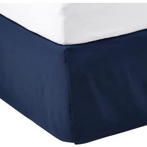 Lightweight Pleated Dust Ruffle Bed Skirt, Fade Resistant, Wrinkle Resistant, Twin, Navy Blue