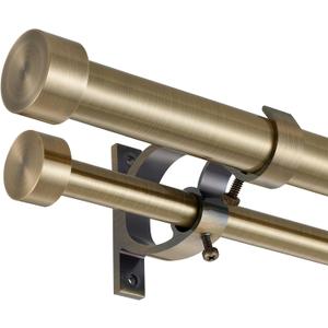 Lwiiom Double Blackout Curtain Rods 72 to 144 Inches (6-12 Feet),1-Inches Front and 5/8 Inches Back Adjustable End Cap Double Window Drapery Rod for Drapes and Curtains,Antique Bronze