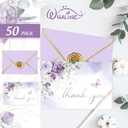 Whaline 50 Pack Spring Purple Floral Thank You Card Lavender Flower Greeting Card with Envelope Sticker Blank Note Cards for Baby Shower Party Invitation Supplies, 4 x 6 Inch