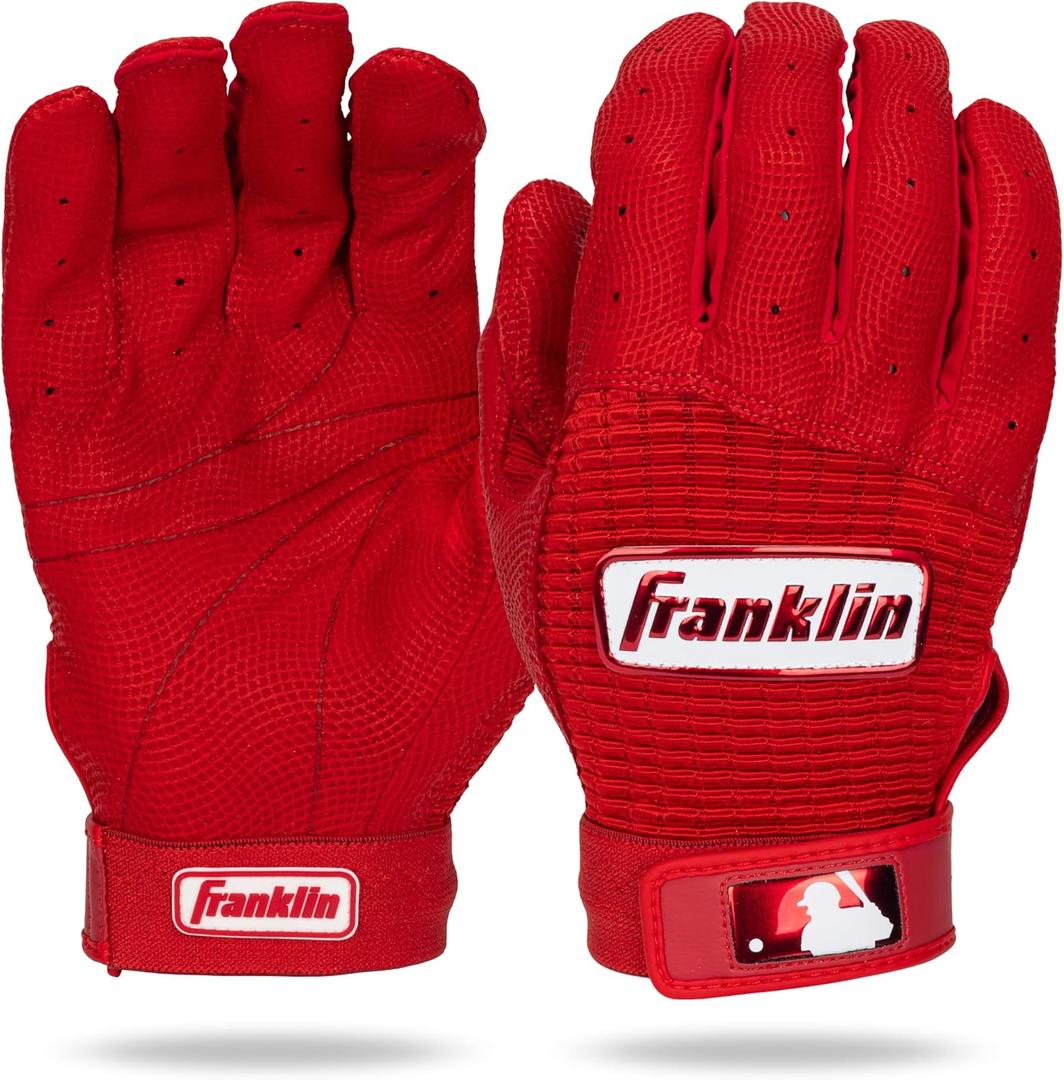 Franklin Sports MLB Baseball Batting Gloves - Pro Classic Batting Gloves for Baseball + Softball - Adult Men's + Youth Batting Glove Pairs, Red, M 