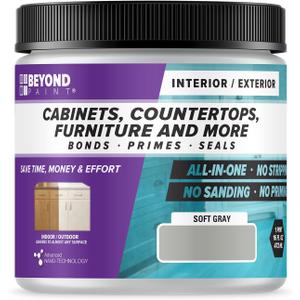 Beyond Paint All-in-One Refinishing Paint, No Sanding, Matte Finish for Cabinets, Countertops, Furniture and Doors, 1 Pint, Soft Gray