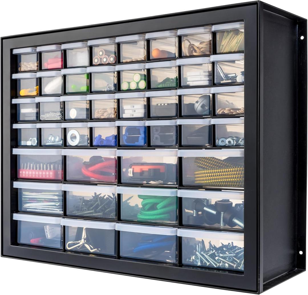 IRIS USA Screw Tool Organizer Small Parts Cabinet Chest, 44-Drawer Hardware Electronics Nuts Bolts Storage Drawers Organization Toolbox Garage Craft Business Teacher Beads Scrapbook Art Hobby - Black
