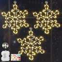 Hiboom 3 Pack Christmas Window Lights, 12 Inch Snowflake Lighted Decorations Wrapped with LED String Lights, 8 Modes Battery Powered Christmas Window Light for Xmas Indoor Decor (Warm White)